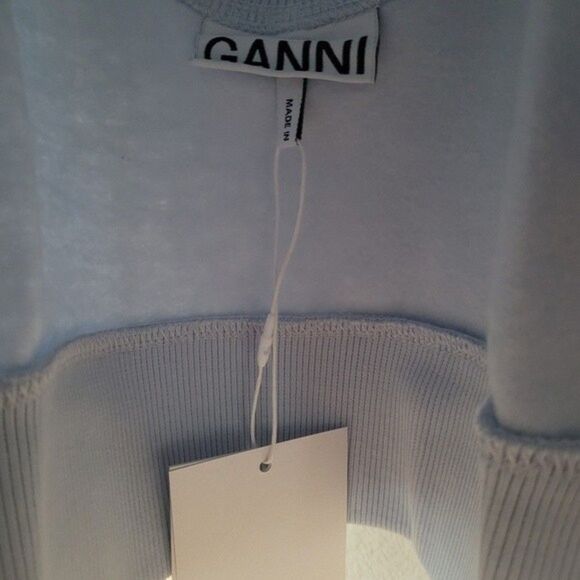 Ganni Isoli Open Back Puff Shoulder Cotton Sweatshirt Women's Small Cottagecore - Picture 5 of 9